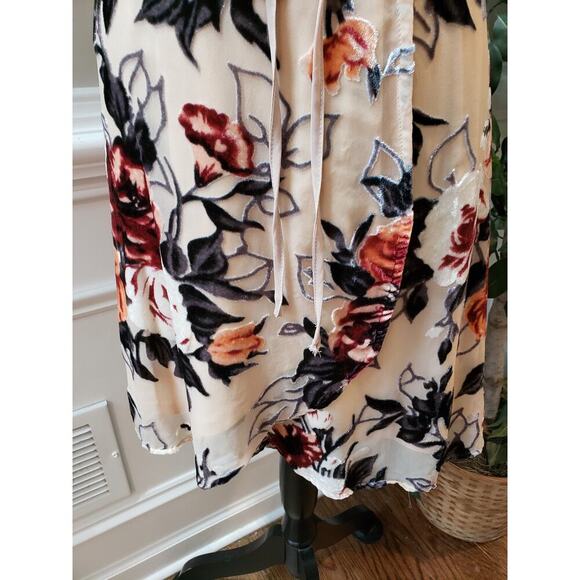 Aakaa Fit & Flare Dress Women's Large Multi Floral Lined Velour Tie Waist V Neck - Picture 12 of 16